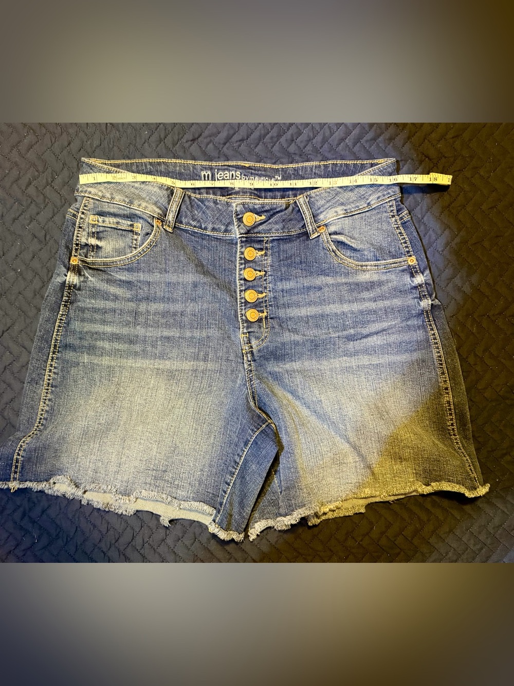 Maurices Midwash Button-Front Denim Shorts with Frayed Hem